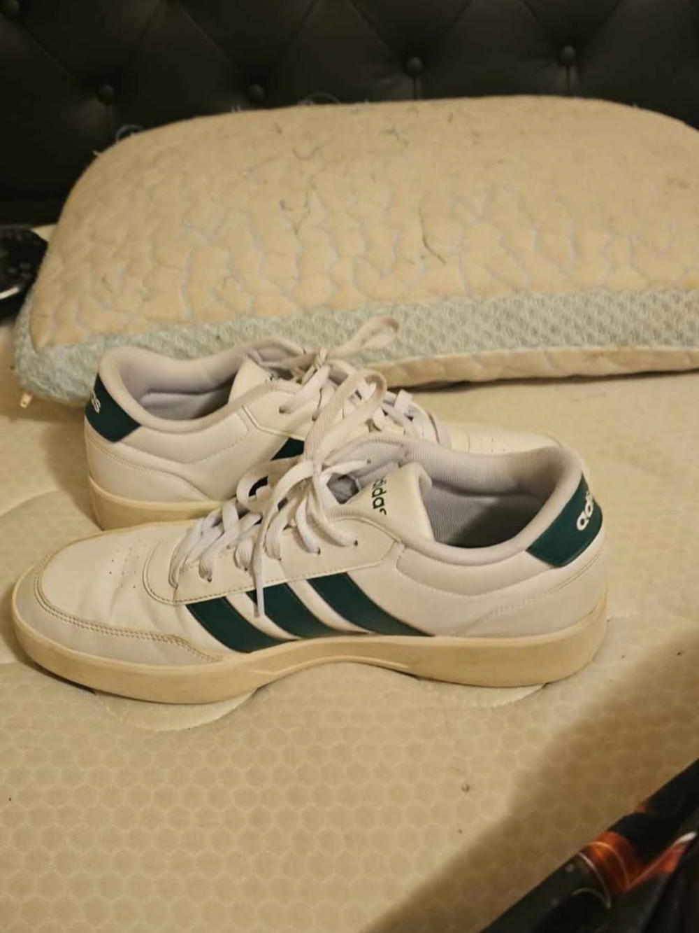 adidas White and Green Low-Top Sneakers